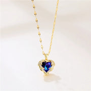 golden ocean heart titanium steel necklace, view 6 - MRSLM
