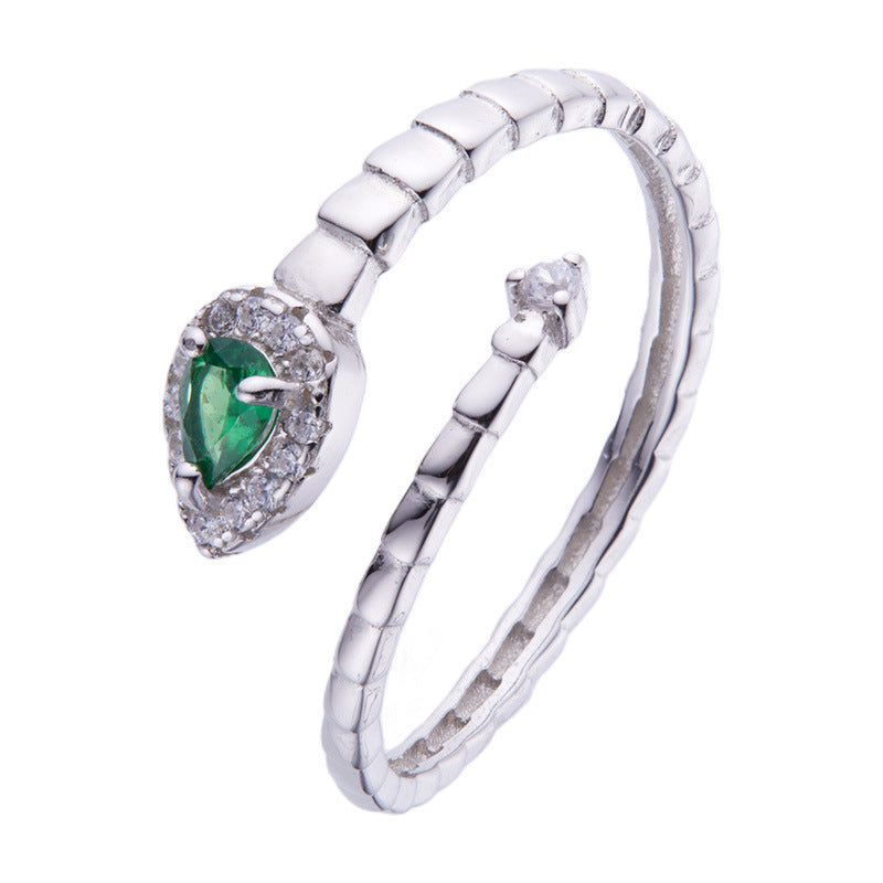 sterling silver green heart gemstone ring, view 2 - MRSLM