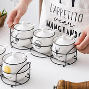 Ceramic spice jar set with spoon and lid, view 13 - MRSLM