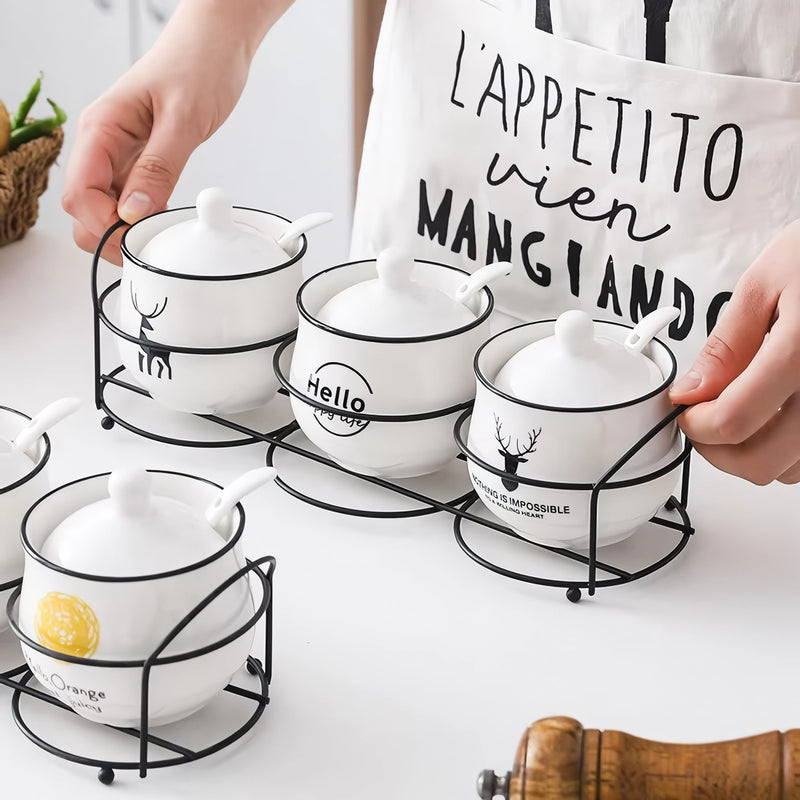 Ceramic spice jar set with spoon and lid, view 13 - MRSLM