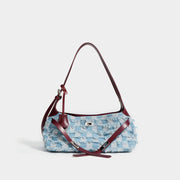 Denim and leather shoulder bag, view 2 - MRSLM