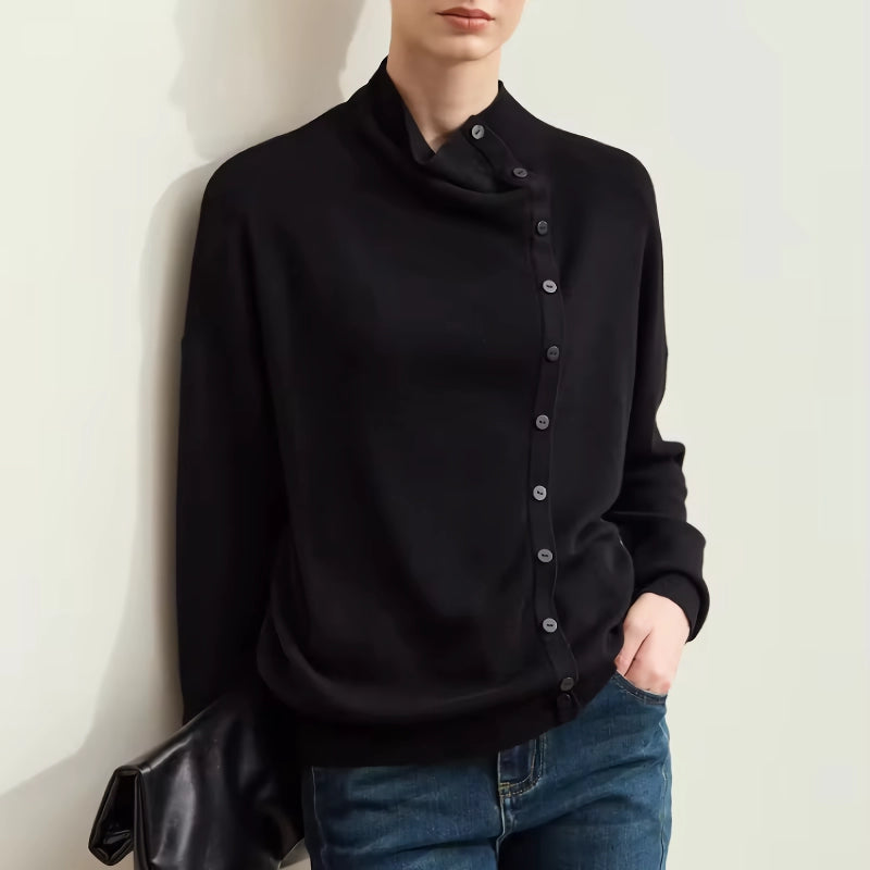 asymmetrical mock neck sweater, view 7 - MRSLM