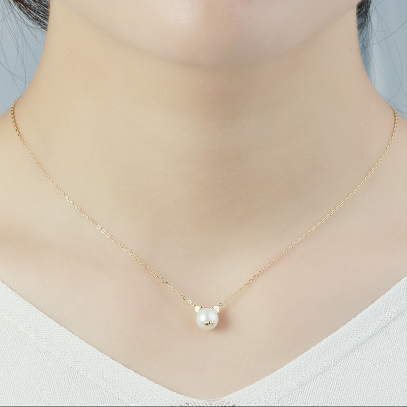 silver pearl pig choker necklace - MRSLM