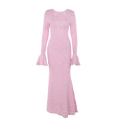 backless lace-up round neck dress, view 5 - MRSLM