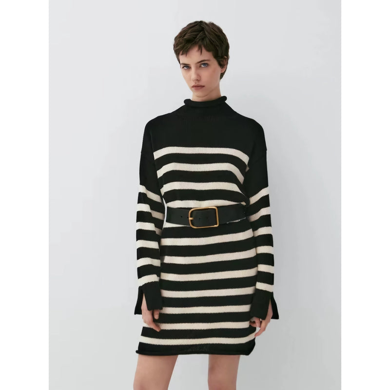 Slim-fit striped knit dress, view 4 - MRSLM