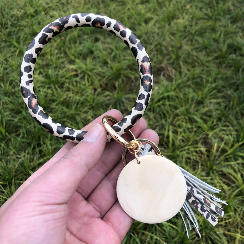 leather tiger zebra fringe bracelet, view 4 - MRSLM