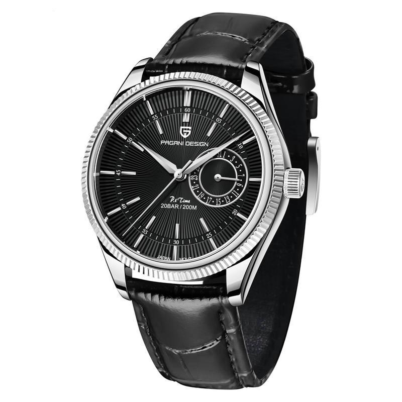 men's quartz watch with leather band, view 2 - MRSLM