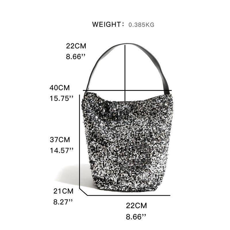 sparkling sequin hobo evening purse, view 11 - MRSLM