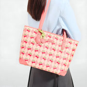 cherry print PVC tote bag, view 4 - MRSLM