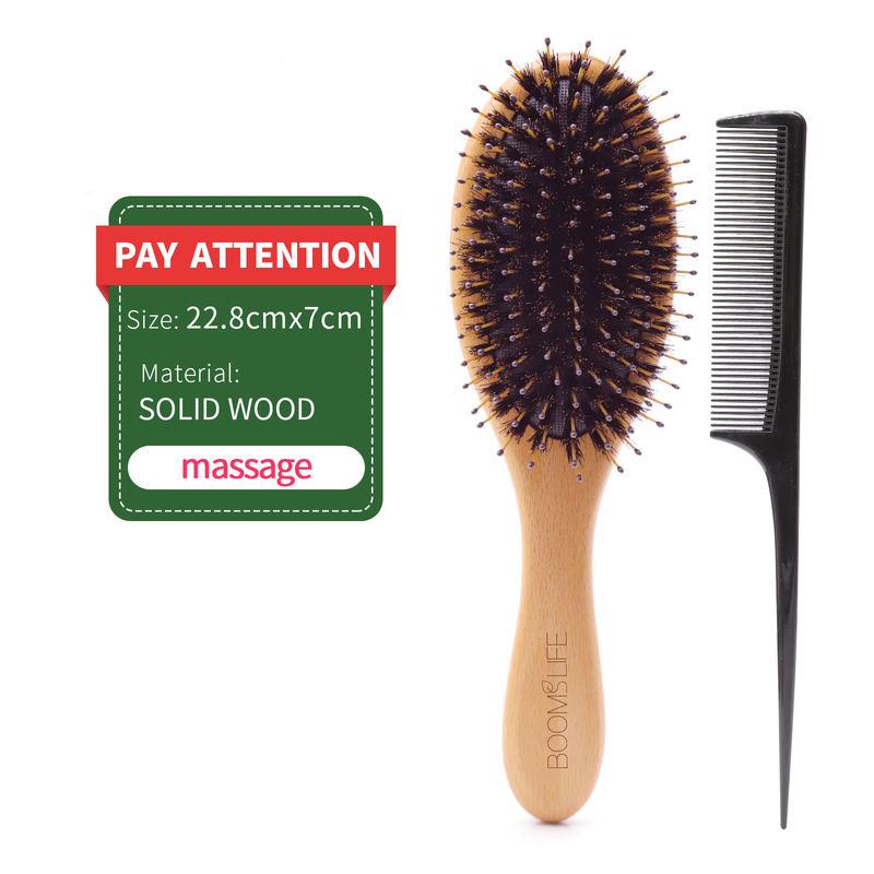 boar bristle wooden hair brush, view 3 - MRSLM