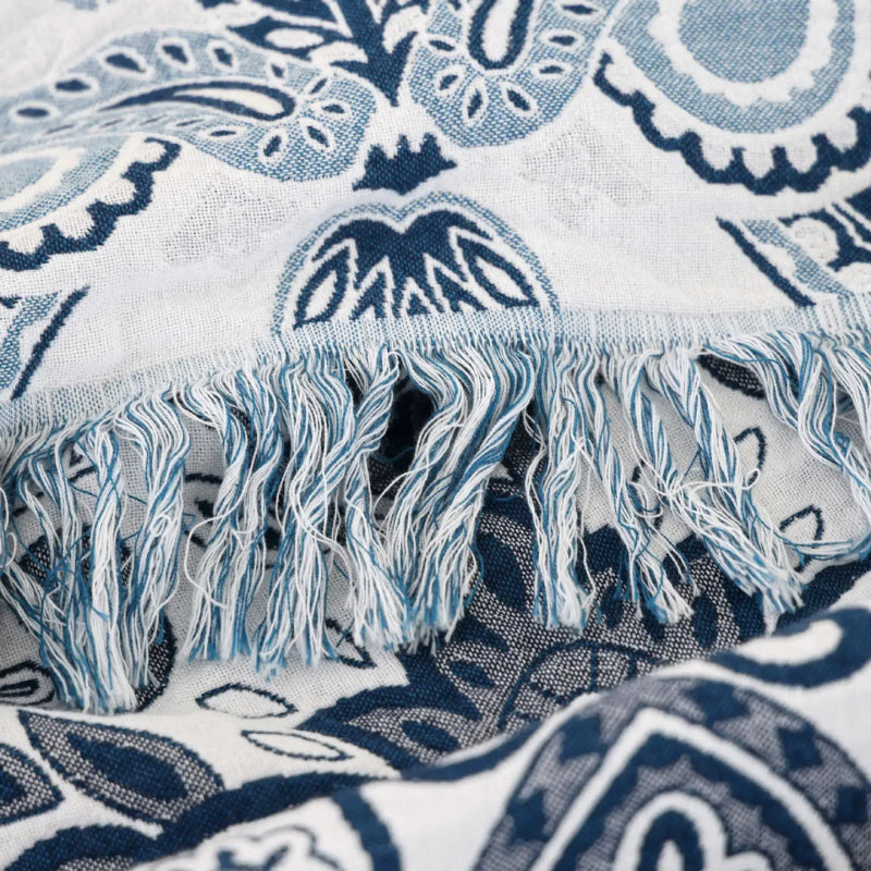 boho multilayer cotton blanket with tassels, view 5 - MRSLM