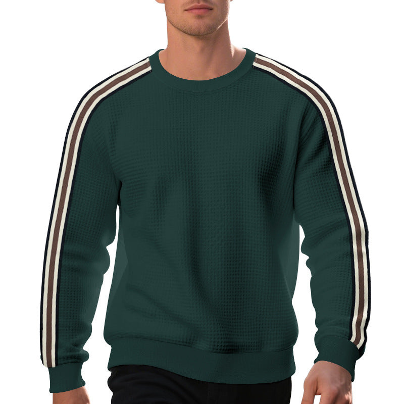 men's striped round neck sweater, view 4 - MRSLM