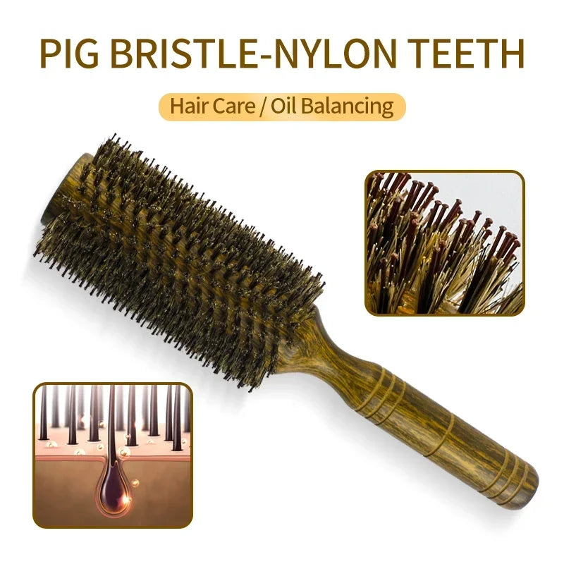 boar bristle round hair brush, view 7 - MRSLM