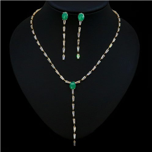 zircon long tassel collar chain set, view 6 - MRSLM