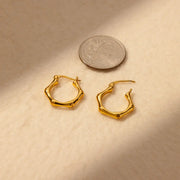 round gold stainless steel earrings, view 8 - MRSLM