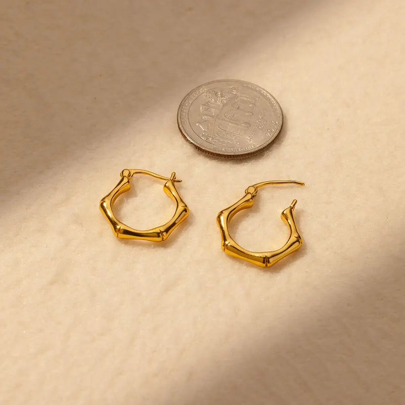 round gold stainless steel earrings, view 8 - MRSLM
