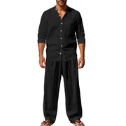 men's linen shirt and trousers beach set, view 7 - MRSLM