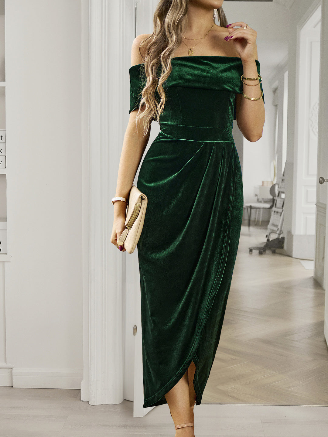 Solid Color Strapless Bodycon Long Dress Women's Dress