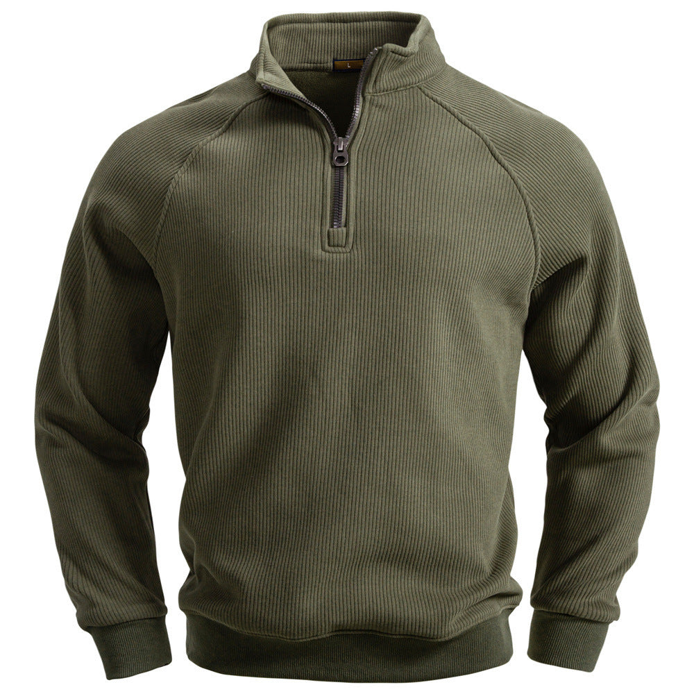 European And American Half Zipper Sweater Stand-up Collar All-match Fleece Men's Sweater Top