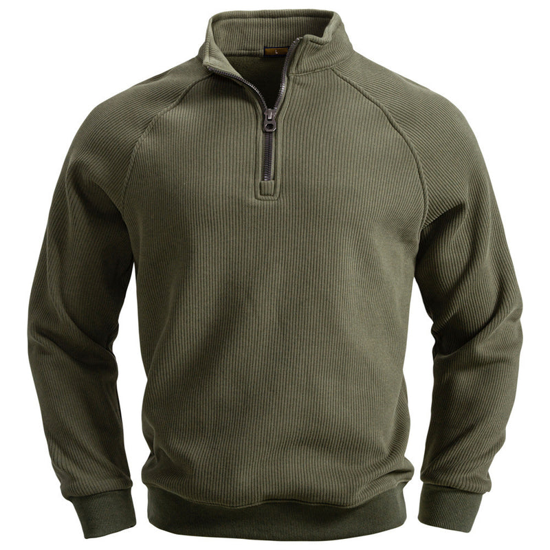 Half Zipper Sweater Stand-up Collar All-match Fleece Men's Sweater Top