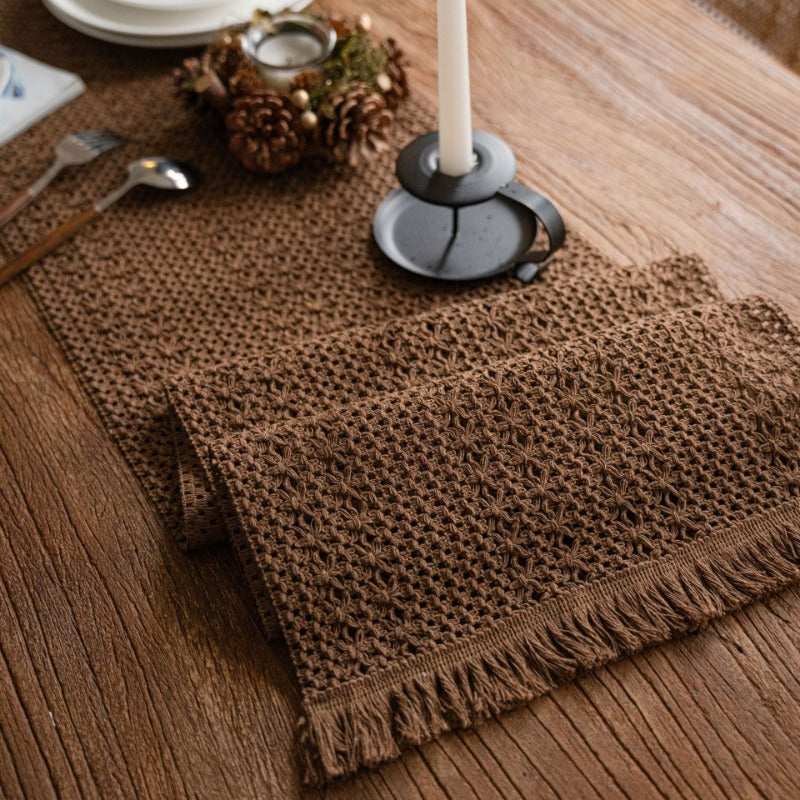 Woven cotton-linen table runner, view 6 - MRSLM