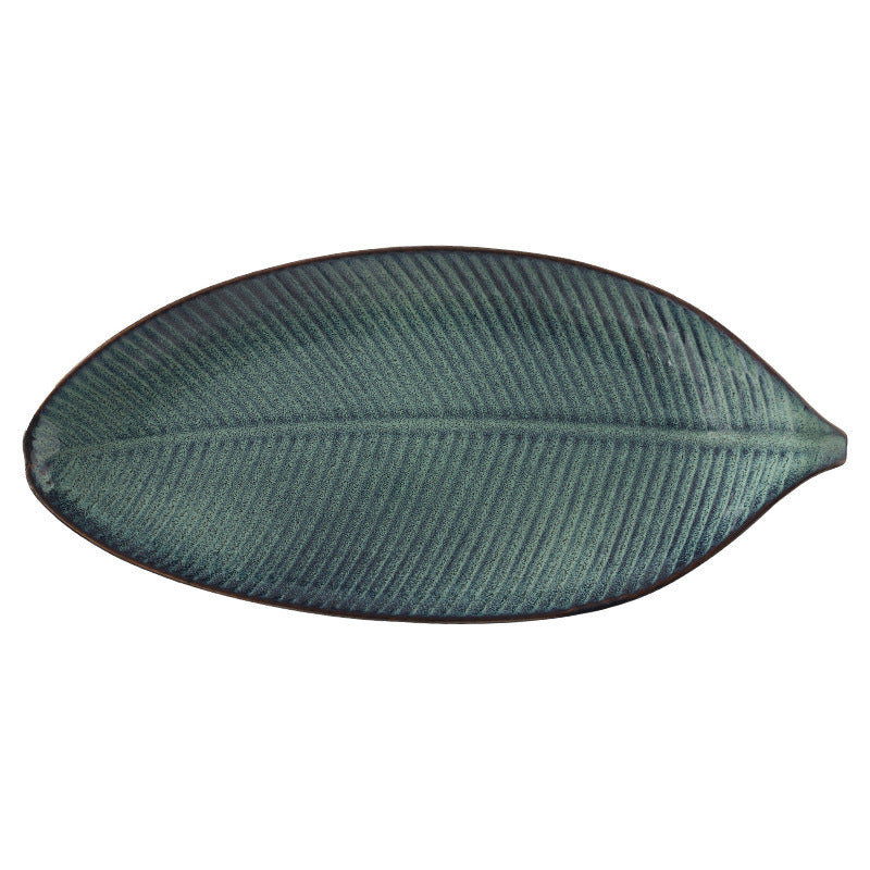 Japanese leaf-shaped ceramic plate, view 4 - MRSLM