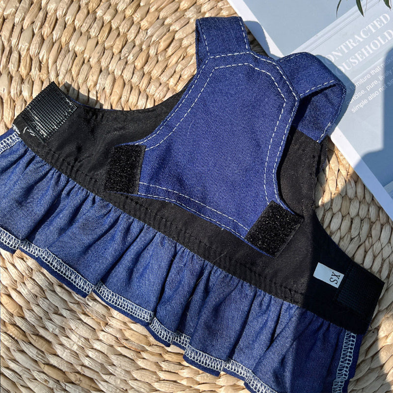 denim dog vest harness, view 8 - MRSLM