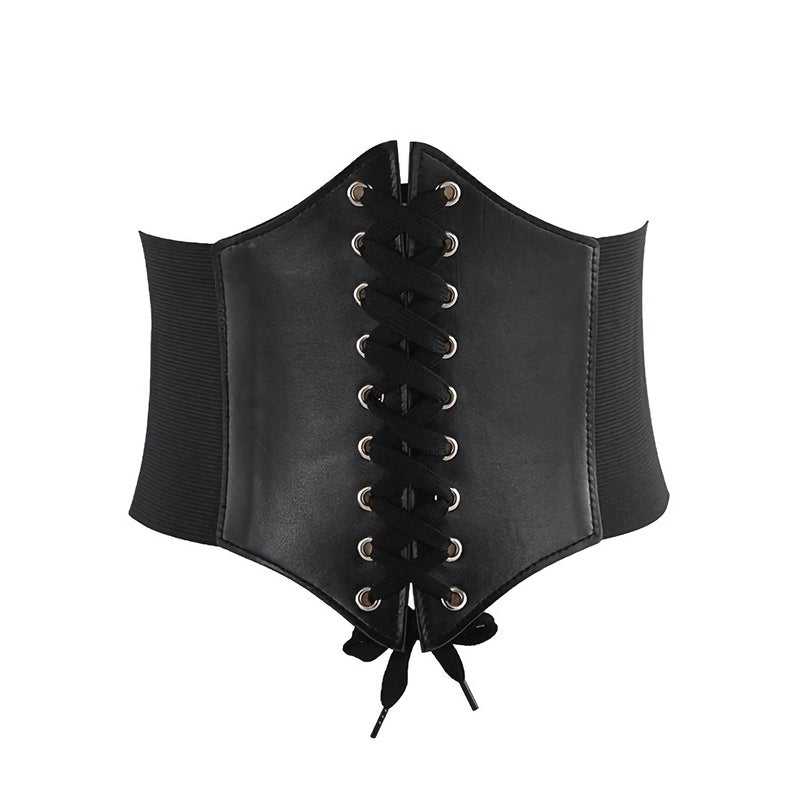 Wide faux leather corset belt, view 11 - MRSLM