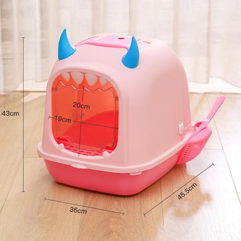 clamshell cat litter box, view 3 - MRSLM