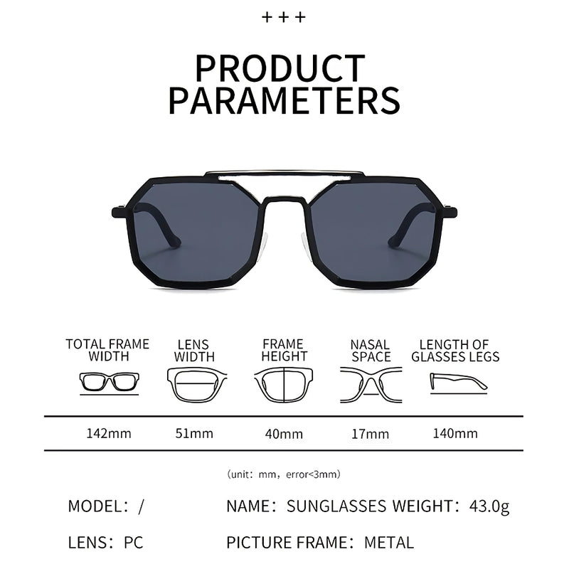 polygonal double bridge sunglasses, view 19 - MRSLM