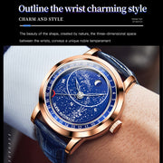starry sky automatic leather watch, view 4 - MRSLM