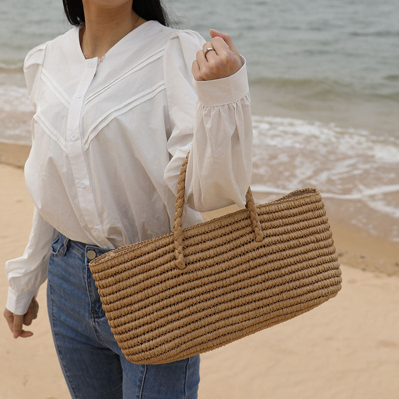 large straw tote bag, view 7 - MRSLM