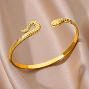 gold snake bangle bracelet, view 3 - MRSLM