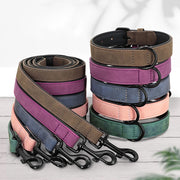 durable padded dog collar and leash set - MRSLM