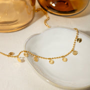 gold petal circle bead anklet, view 6 - MRSLM