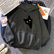black cat print hooded sweater, view 5 - MRSLM
