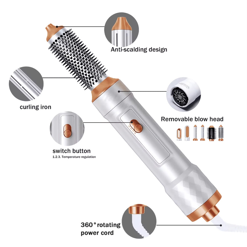 5-in-1 hot air hair dryer brush, view 6 - MRSLM