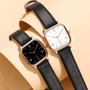 Square rose gold watch with leather strap, view 6 - MRSLM