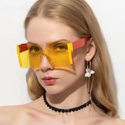 rimless gradient square sunglasses, view 7 - MRSLM