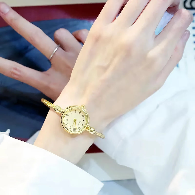 retro small gold bangle bracelet watch, view 17 - MRSLM