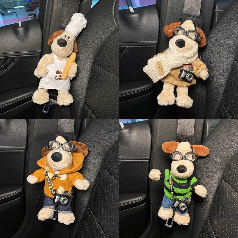 cartoon dog plush seat belt protector, view 15 - MRSLM