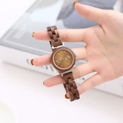 ladies ebony wood quartz watch, view 2 - MRSLM