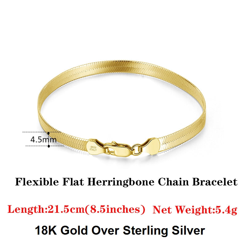 s925 silver flat snake bracelet, view 7 - MRSLM