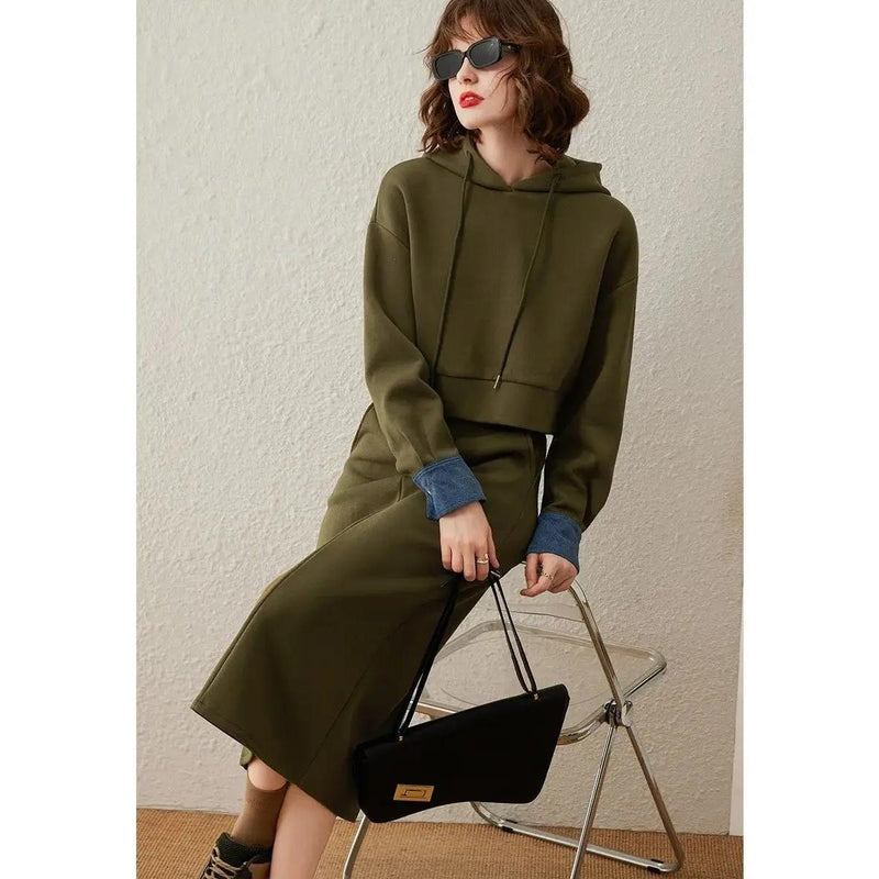 women's hooded two-piece dress set, view 7 - MRSLM