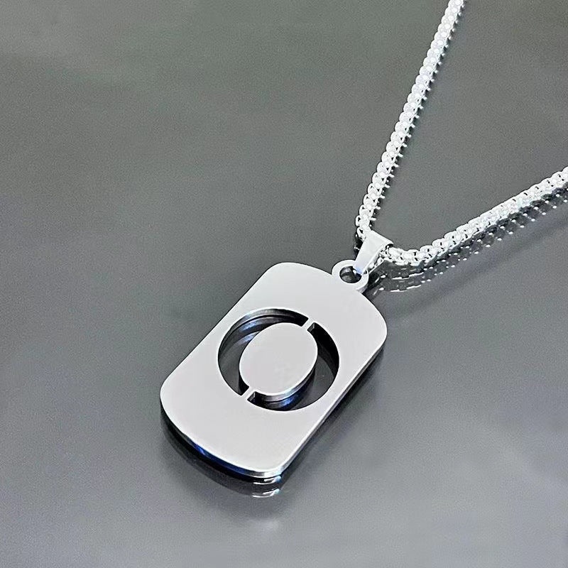 titanium steel letter necklace, view 12 - MRSLM