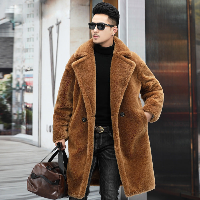Men's long faux fur coat, view 5 - MRSLM
