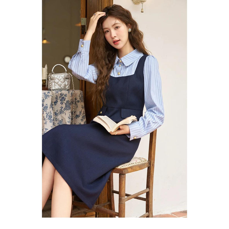 striped patchwork shirt dress, view 11 - MRSLM