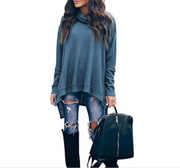women's high collar irregular hem sweater, view 8 - MRSLM