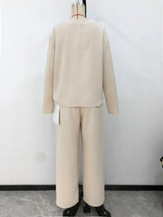 plaid long sleeve lace-up top and pants set, view 3 - MRSLM