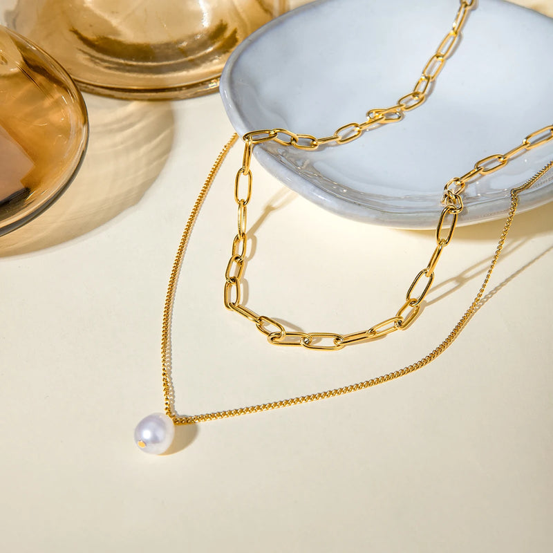 double layer paper clip necklace - MRSLM